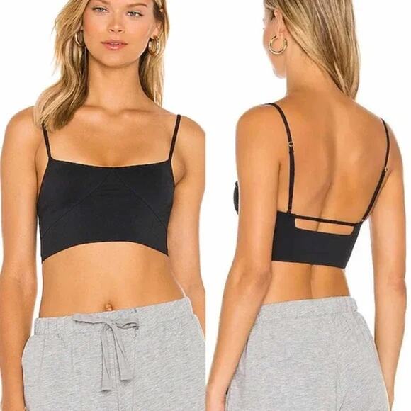 Free People Intimately Brinley‎ Longline Bralette Women's Large Black - Picture 1 of 9
